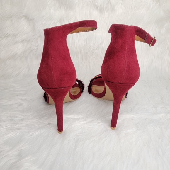 Suede ankle strap heels and rhinestones. - Picture 3 of 9